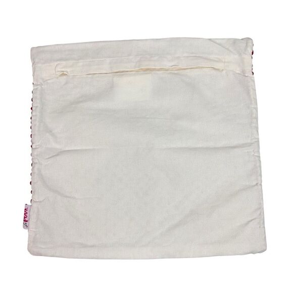 Le Pouf Textured Pillow Covers Red Cream No Pillow - Picture 3 of 10